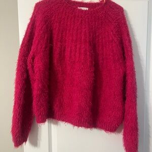 Topshop Fuzzy Red Crew Neck Sweater